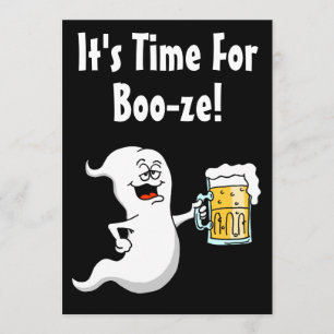 It's Time For Booze Adult Halloween Party Invitation