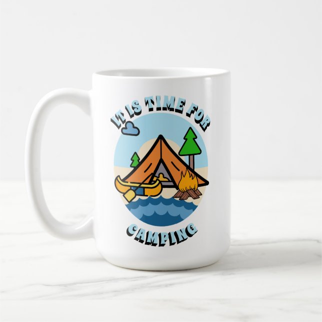 It's Time for Camping Personalized Coffee Mug (Left)