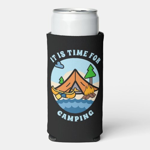 Its Time for Camping Personalized Seltzer Can Cooler