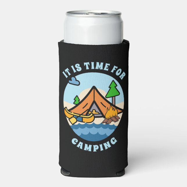It's Time for Camping Personalized Seltzer Can Cooler (Seltzer Front)