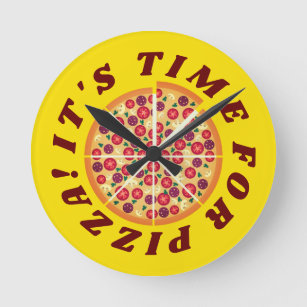 It's Time For Pizza Novelty Decor Round Clock