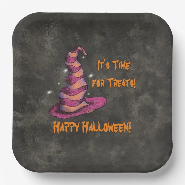 It's Time for Treats, Happy Halloween Paper Plates (Front)