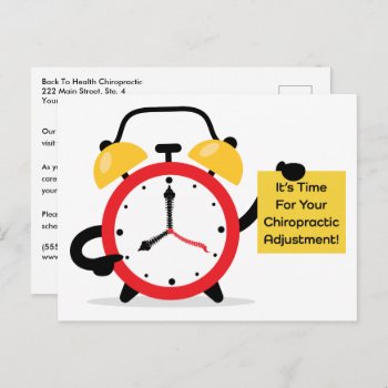 It's Time For Your Chiropractic Adjustment Postcard by chiropracticbydesign at Zazzle