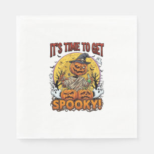 Its Time Get Spooky Halloween Pumpkin Mummy Ghosts Napkins