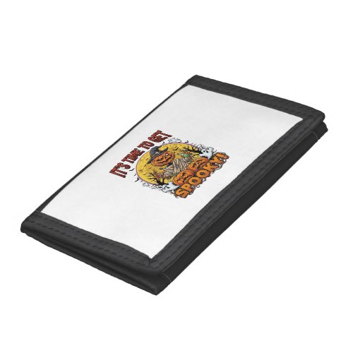 Its Time Get Spooky Halloween Pumpkin Mummy Ghosts Trifold Wallet
