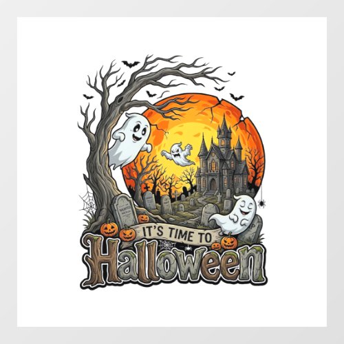 Its Time Halloween Haunted House Graveyard Spooky  Window Cling