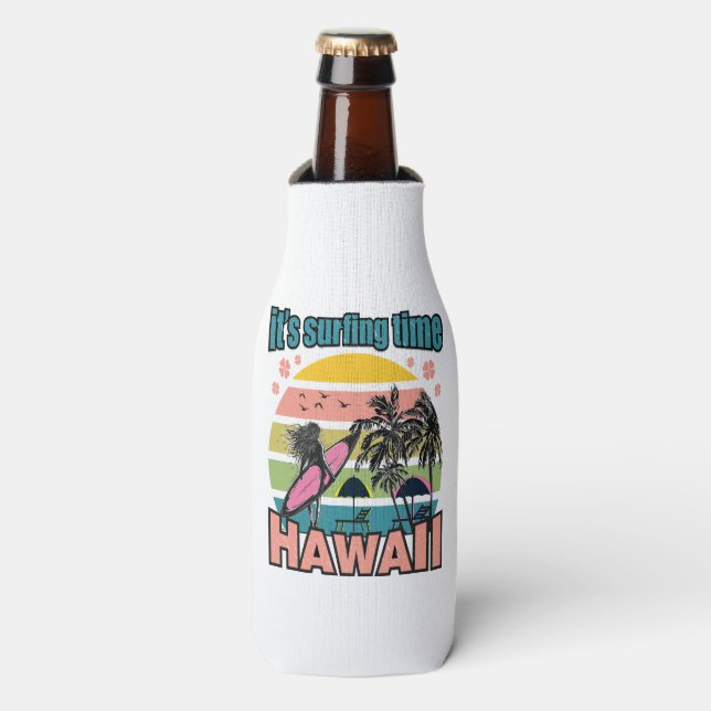 It's Time Surfing - Hawaii Bottle Cooler (Bottle Front)