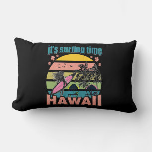 It's Time Surfing - Hawaii Lumbar Pillow