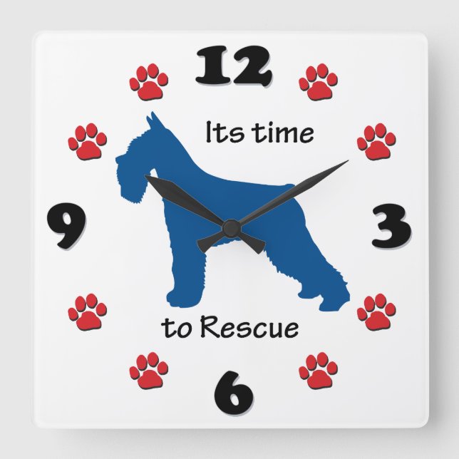 Its Time to aid Schnauzers Square Wall Clock (Front)