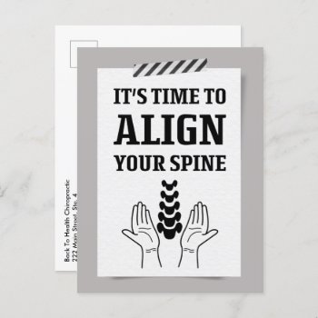 It's Time To Align Your Spine Note Chiropractic Postcard by chiropracticbydesign at Zazzle