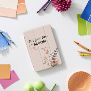 It's Time To Bloom Gold Botanical Planner iPad Mini Cover