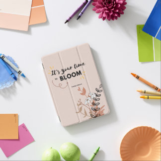 It's Time To Bloom Gold Botanical Planner iPad Mini Cover