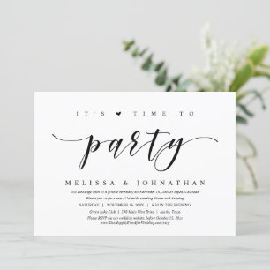 It's Time To Celebrate, Wedding Elopement Party In Invitation
