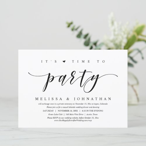 Its Time To Celebrate Wedding Elopement Party In Invitation