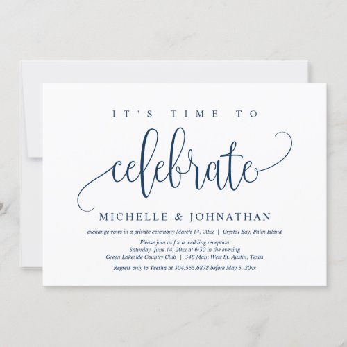 Its Time To Celebrate Wedding Elopement Party In Invitation