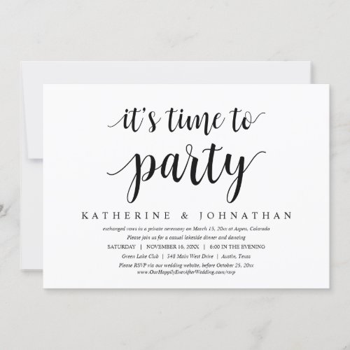 Its Time To Celebrate Wedding Elopement Party Invitation