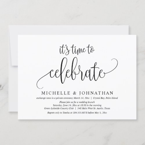 Its Time To Celebrate Wedding Elopement Party Invitation