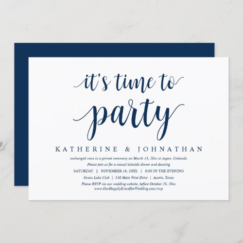 Its Time To Celebrate Wedding Elopement Party Invitation