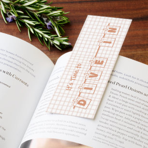 It's Time To Dive In Cute Brown Gingham Notedry Bookmarks