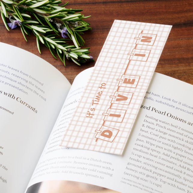 It's Time To Dive In Cute Brown Gingham Notedry Bookmarks (Book)