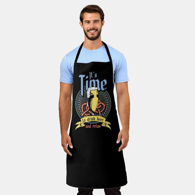 Its Time To Drink Beer And Relax Bartending Apron (Worn)
