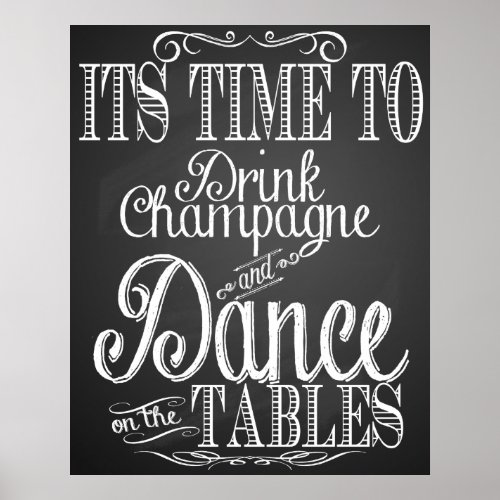 Its time to drink champagne Chalkboard Poster