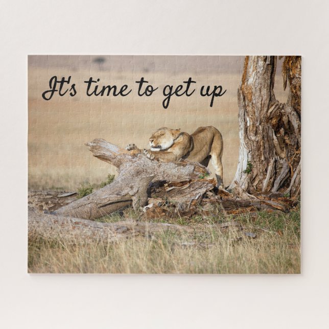 It's time to get up Lion photo with text Jigsaw Puzzle (Horizontal)