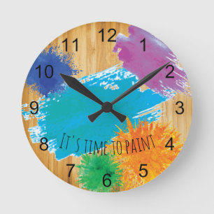 It's time to Paint Artist Painter Painting Round Clock