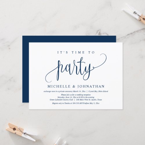 Its time to party Wedding Elopement Celebration  Invitation