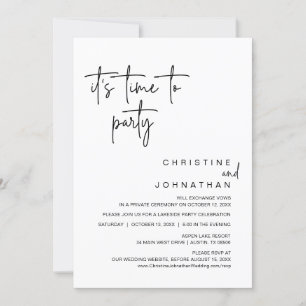 It's Time To Party, Wedding Elopement Dinner Invitation