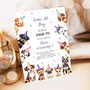 It's Time to Paw-ty Party Animals Kids Birthday Invitation