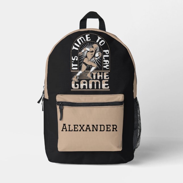 Its time to play the game football Personalized  Printed Backpack (Front)
