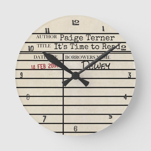 "It's Time to Read" Library Due Date Card Clock (Front)