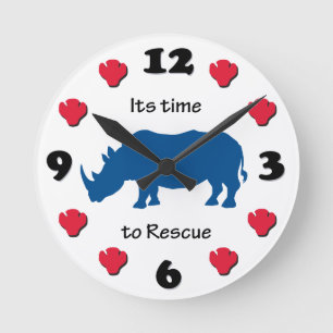 Its Time to Rescue Rhinoceros Round Clock