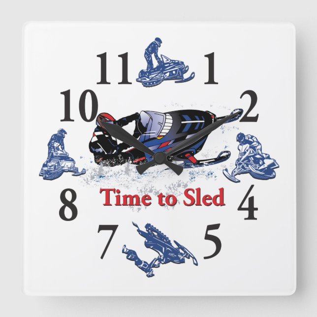 Its Time to Sled - a Cool Snowmobile Clock (Front)