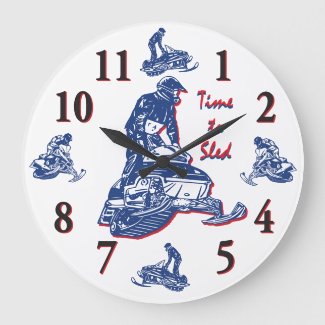 Its Time to Sled - Snowmobile Clock (Front)