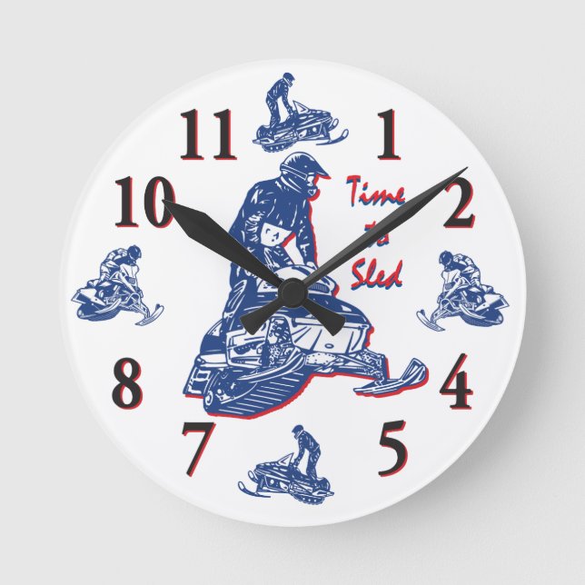 Its Time to Sled - Snowmobile Clock (Front)