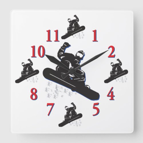 Its Time To Snowboard _ A Cool Snowboarder Square Wall Clock
