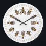 It's Time To Sort Drosophila! Large Clock<br><div class="desc">Wall clock featuring various drosophila genetic markers,  with eggs marking the seconds and minutes.</div>