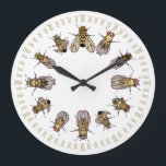 It's Time To Sort Drosophila! Large Clock<br><div class="desc">Wall clock featuring various drosophila genetic markers,  with eggs marking the seconds and minutes.</div>