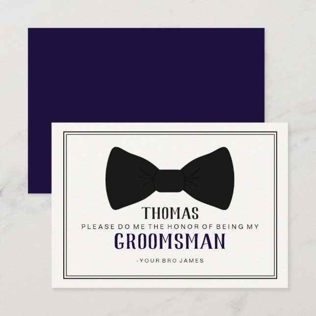 It's Time To Suit Up Groomsman - Black Tie Blue Invitation (Front/Back)