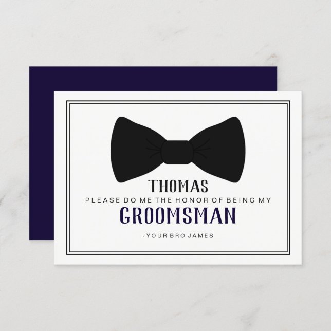 It's Time To Suit Up Groomsman - Black Tie Blue Invitation (Front/Back)