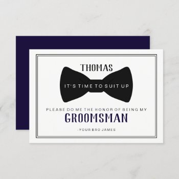 It's Time To Suit Up Groomsman - Black Tie Blue Invitation by Evented at Zazzle