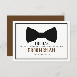 It's Time To Suit Up Groomsman - Black Tie Brown Invitation