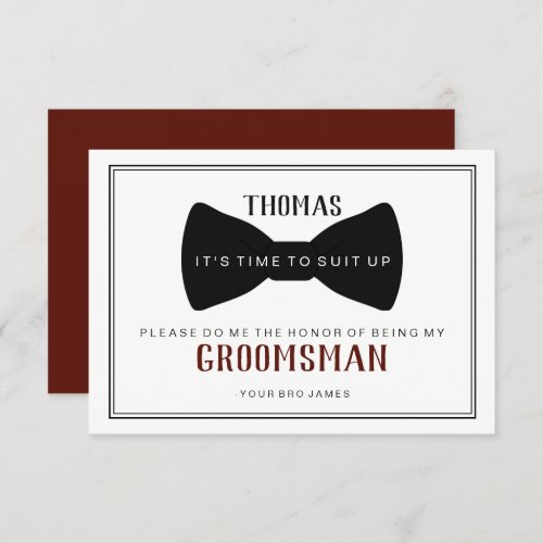Its Time To Suit Up Groomsman _ Black Tie Wine Invitation