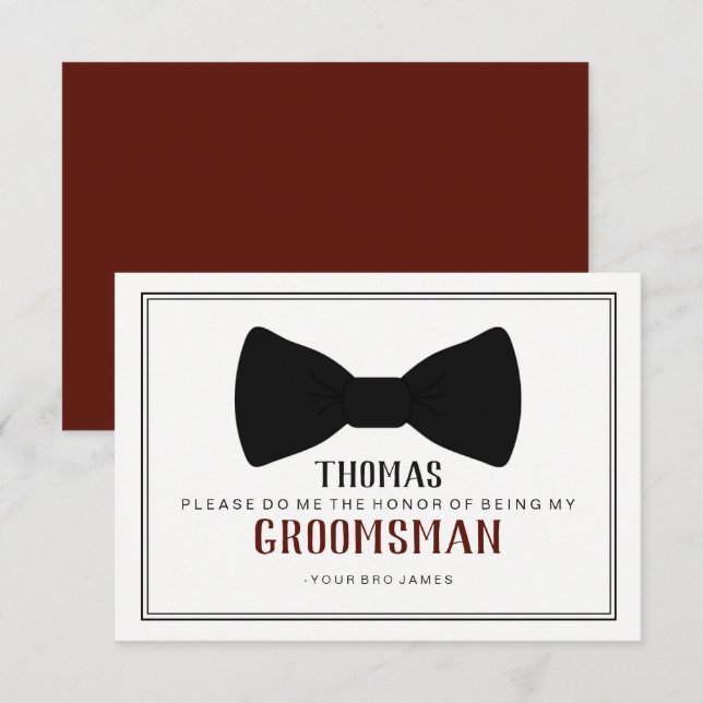It's Time To Suit Up Groomsman - Black Tie Wine Invitation (Front/Back)