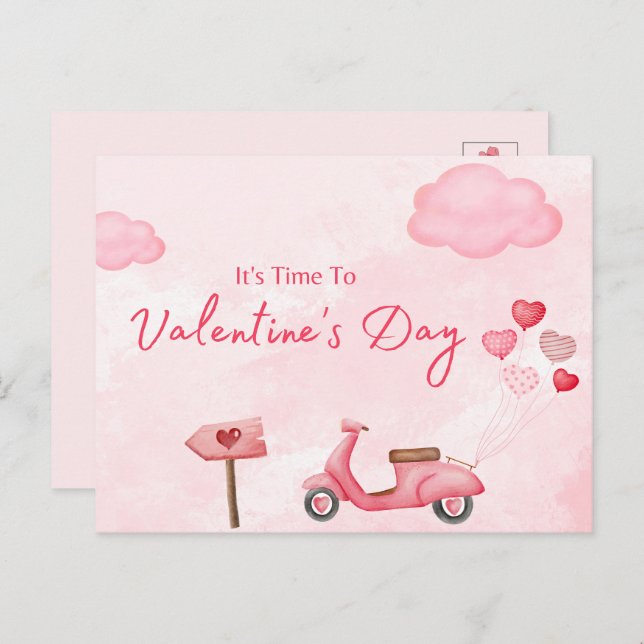 It's time to valentine's day holiday postcard (Front/Back)