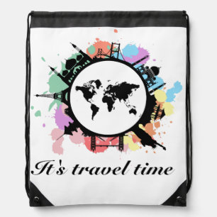 It's travel time drawstring bag