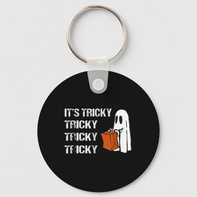 Its Tricky Ghost Boo Fun Halloween Mens   Keychain (Front)