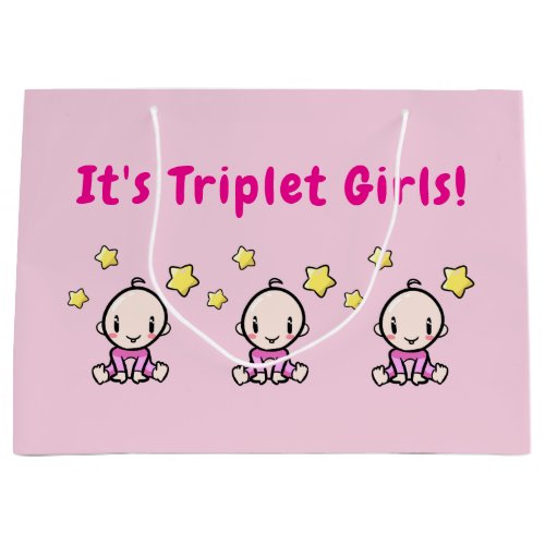 It's Triplet Girls!, Triplet Babies Gift Wrap, Large Gift Bag